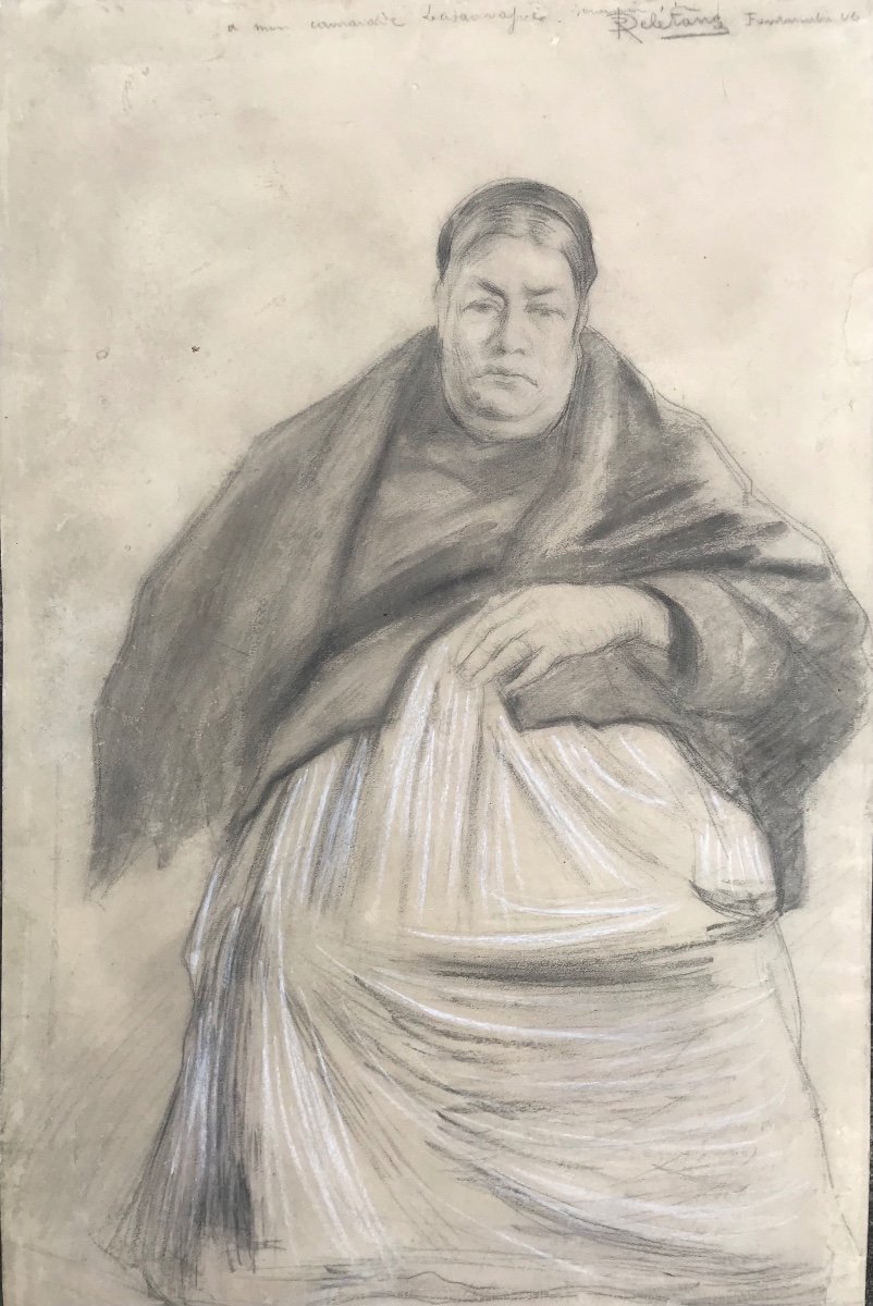 Drawing Robert Deletang Fontarrabie 1946 Graphite And Pastel 1874/1951 Basque Country Dedication