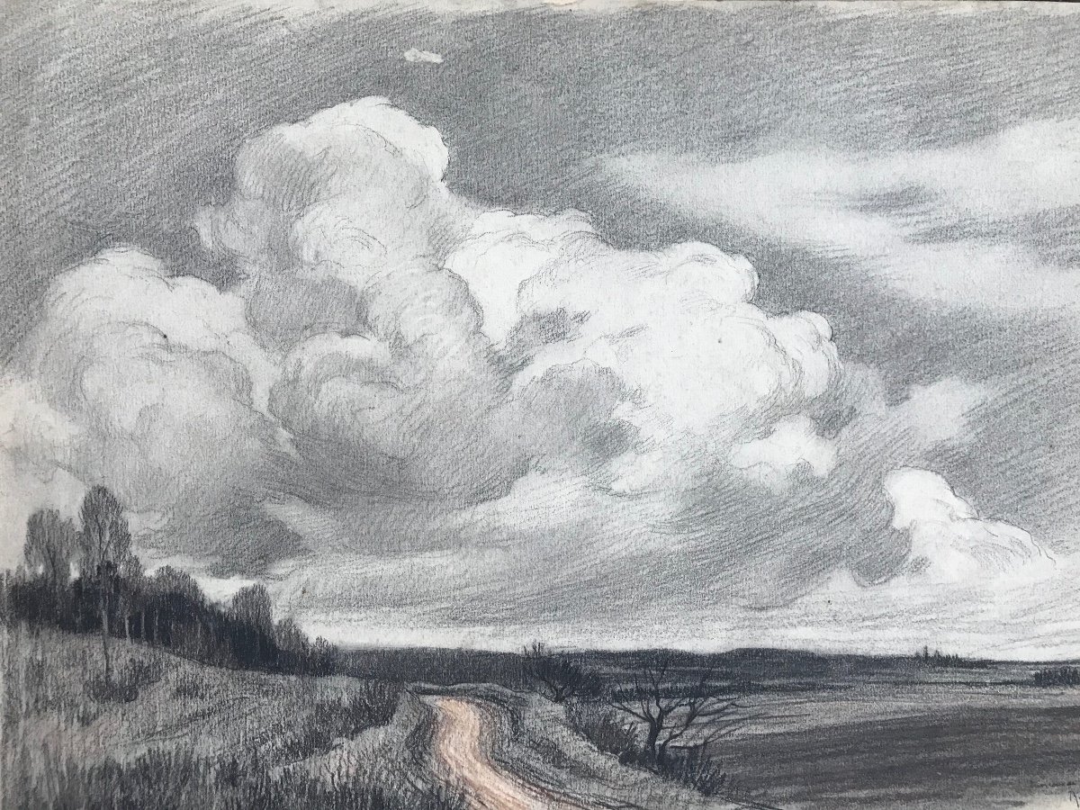 Drawing Graphite Pastel Raoul Serres Landscape 1881/1971