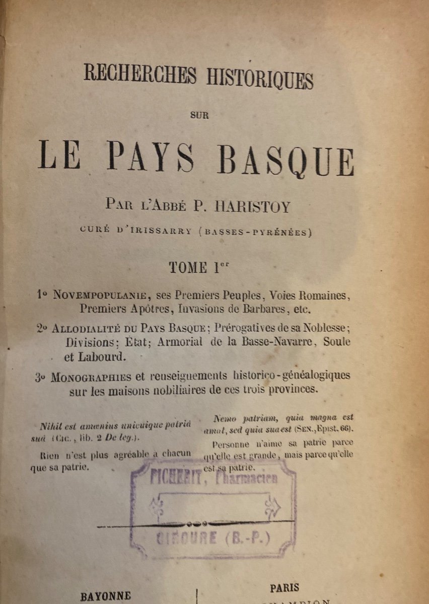 Historical Research On The Basque Country Abbé Haristoy 1893 2 Volumes Bayonne