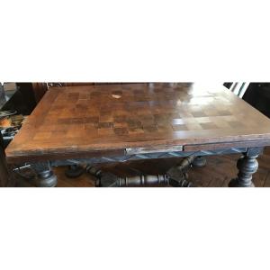 Large Old Basque Farm Popular Art Table, Extensions 90x 240