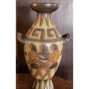 Grand Vase Ancien Gres Dubois Bouffioulx Poterie Artisanale Belge Décor Néo Grec