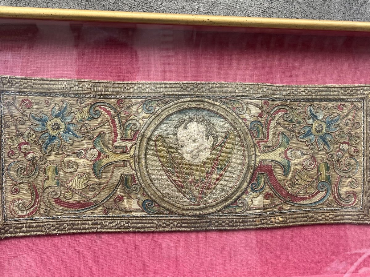 Embroidery Depicting A Cherub's Head.