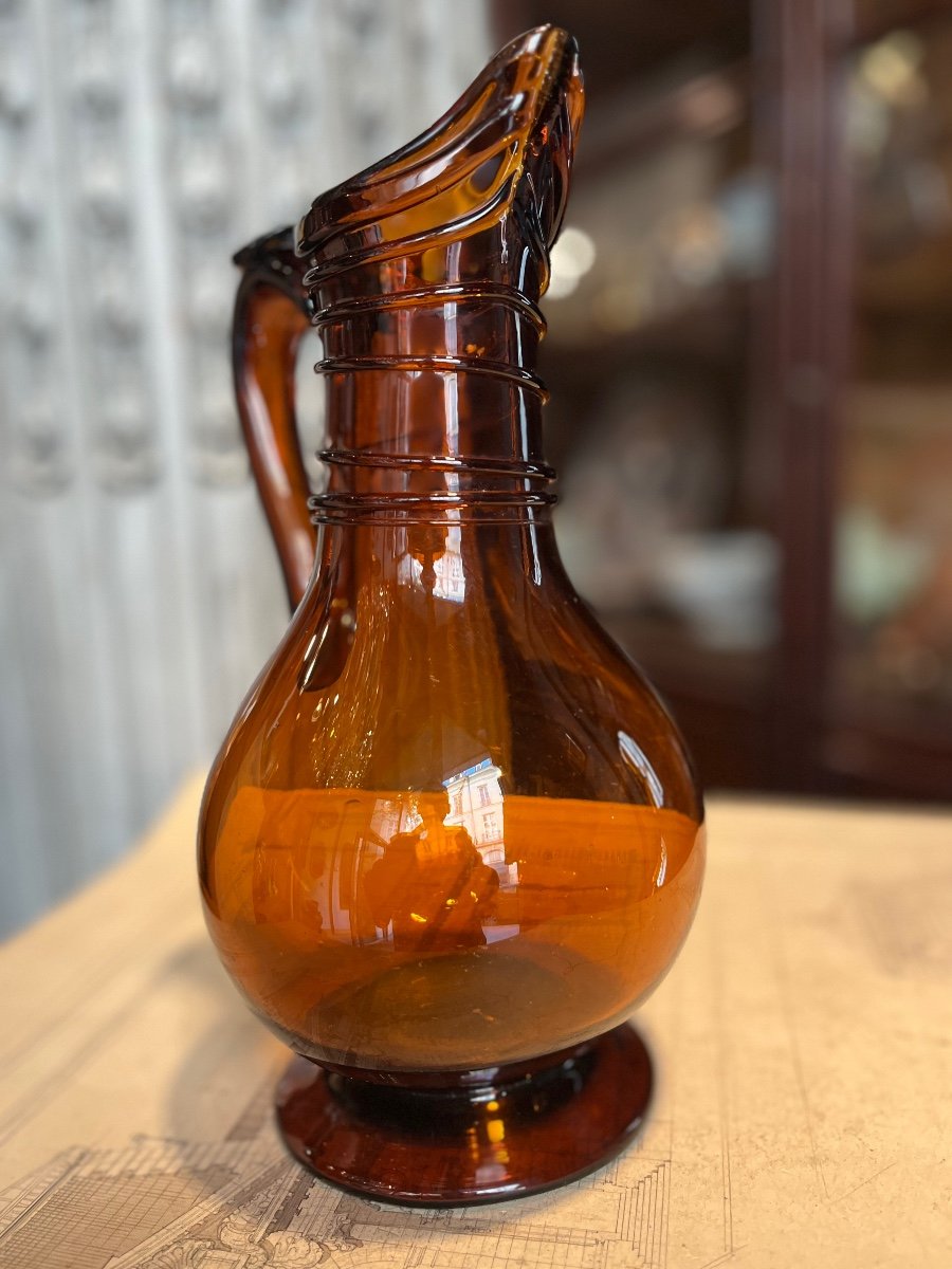 Amber Colored Normandy Pitcher.-photo-2