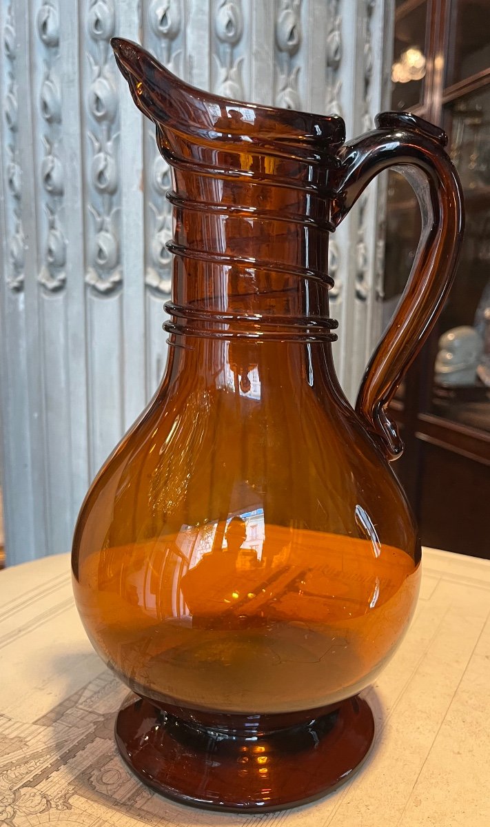 Amber Colored Normandy Pitcher.-photo-2