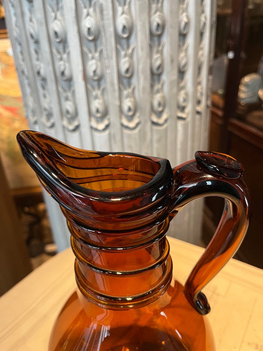 Amber Colored Normandy Pitcher.-photo-3