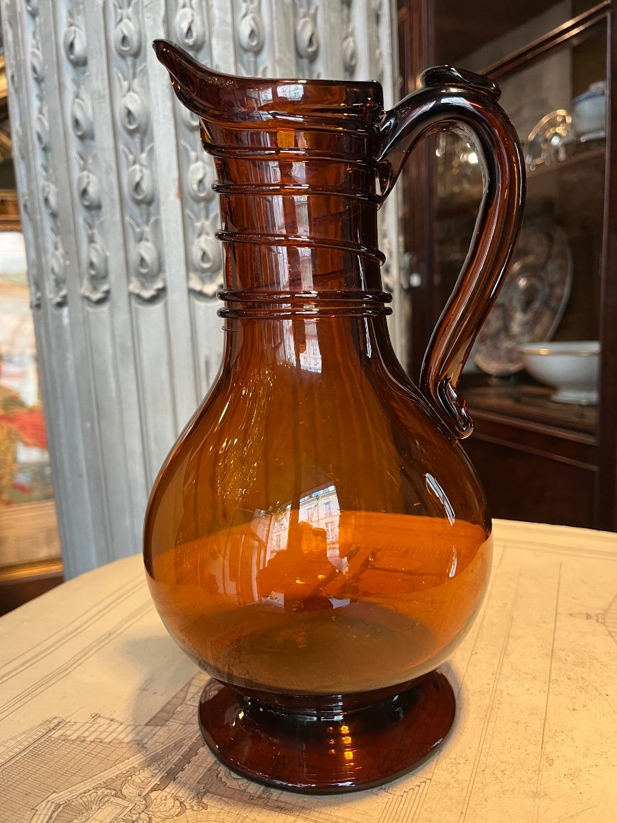 Amber Colored Normandy Pitcher.-photo-4