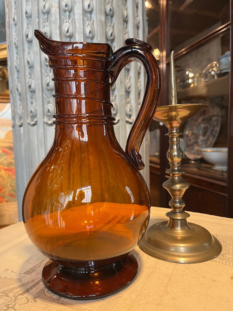 Amber Colored Normandy Pitcher.-photo-5