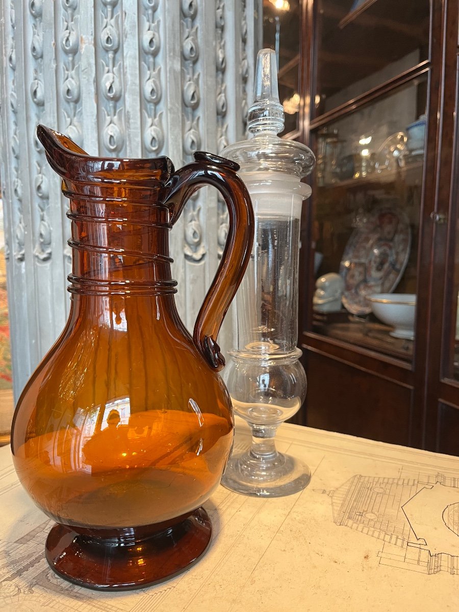 Amber Colored Normandy Pitcher.-photo-6