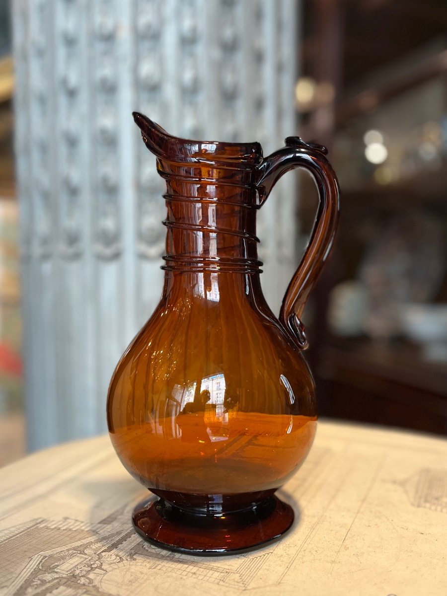 Amber Colored Normandy Pitcher.-photo-7