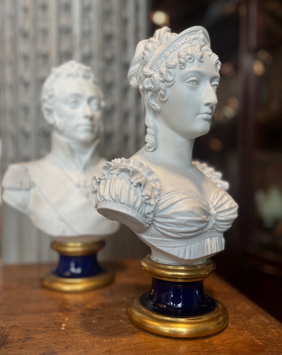 Sèvres. Two Porcelain Biscuit Busts.