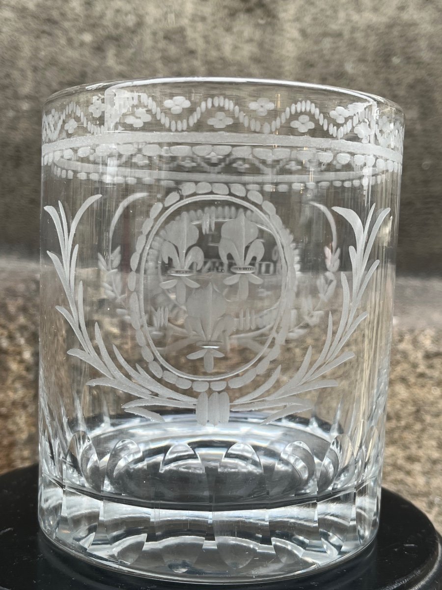 Cut Crystal Goblet With The Coat Of Arms Of France.-photo-2