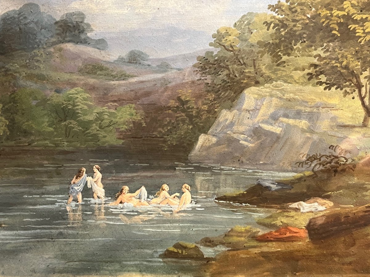 Gouache Depicting Bathers. -photo-2