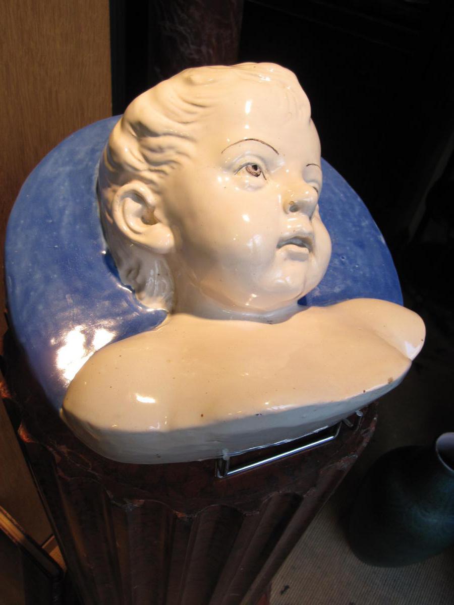 Child's Head In Faience Probably Manufacturers De Cantagalli-photo-4