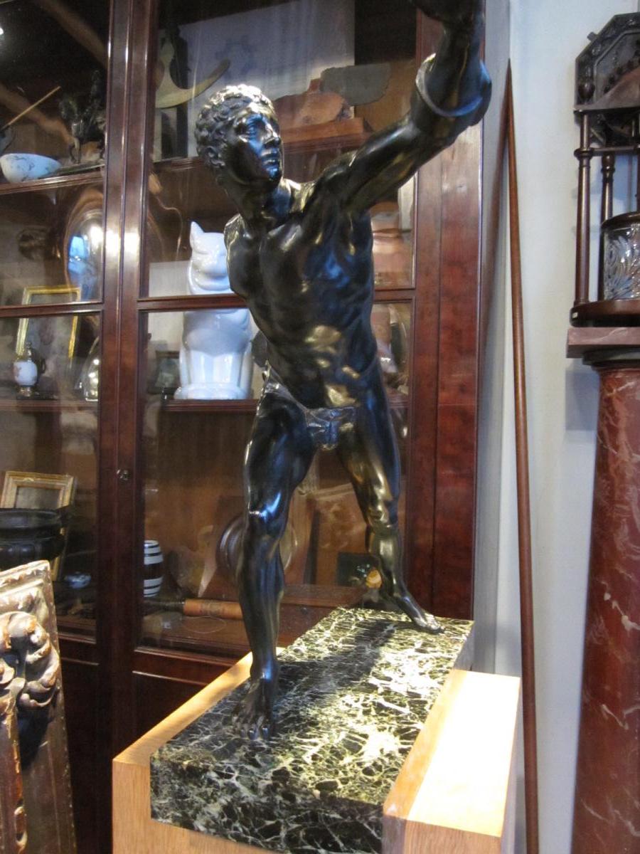 Brown Patina Bronze After The Borghese Gladiator After The Ancient.-photo-6