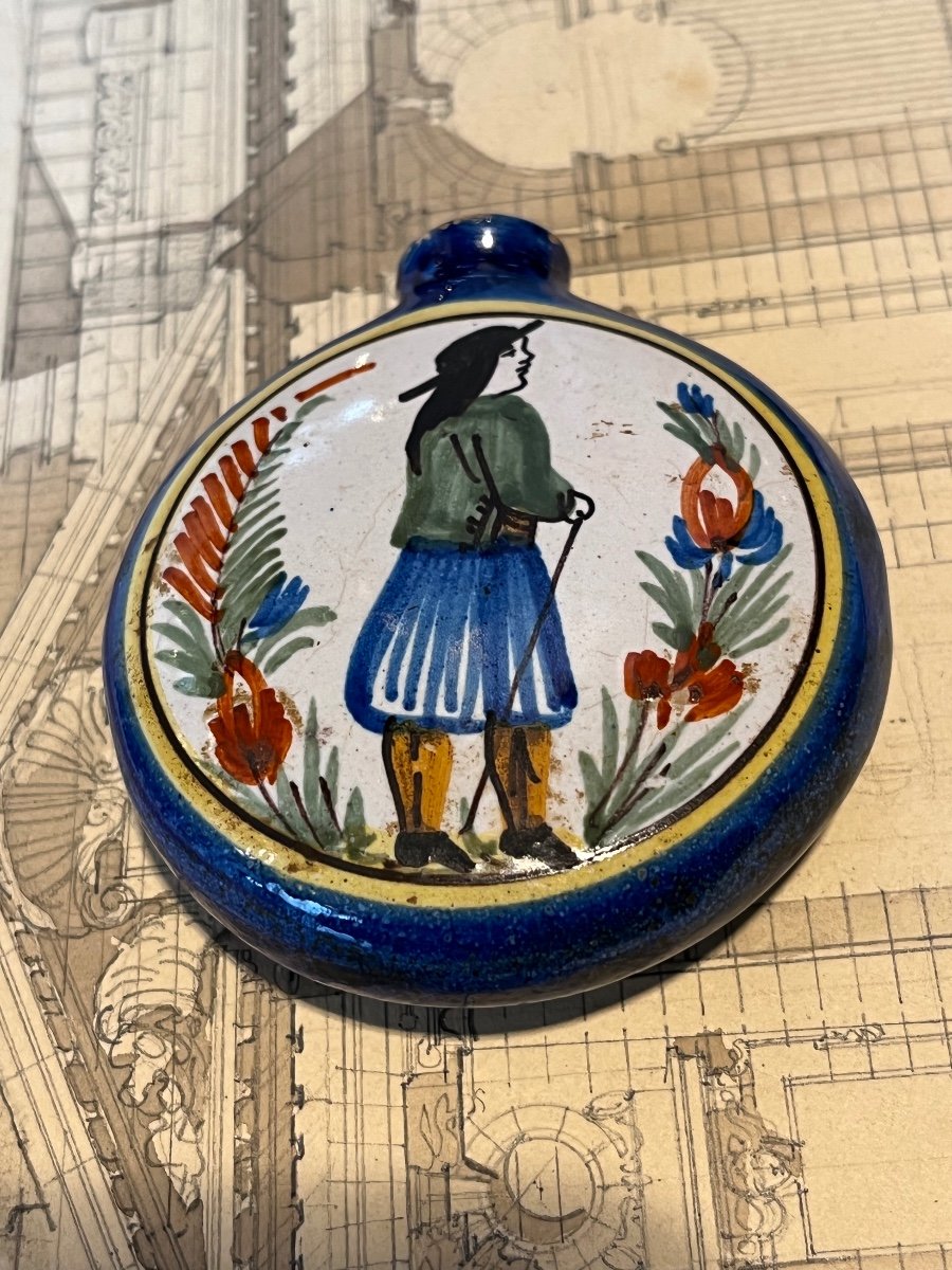 Snuffbox Or Secouette In Quimper Earthenware.-photo-3