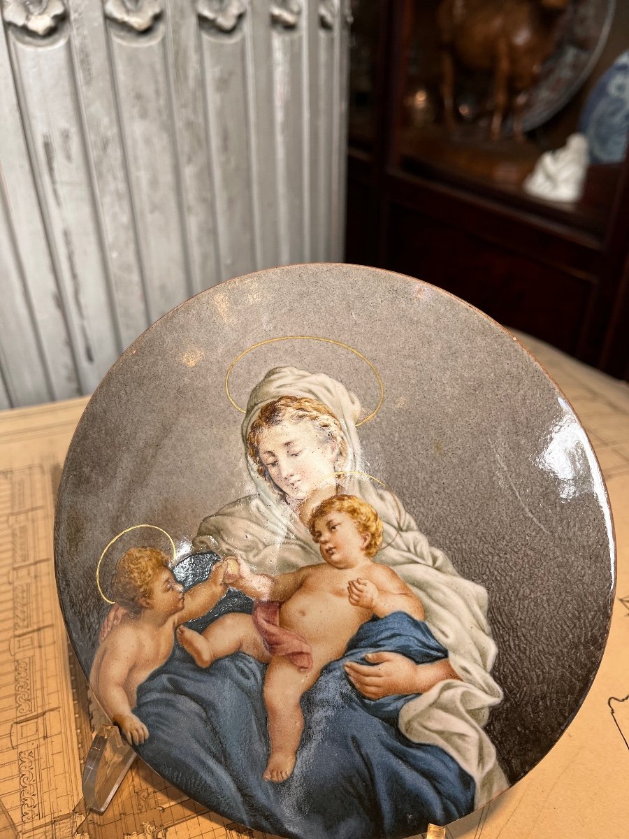 Madonna And Child Jesus And Saint John The Baptist.-photo-3