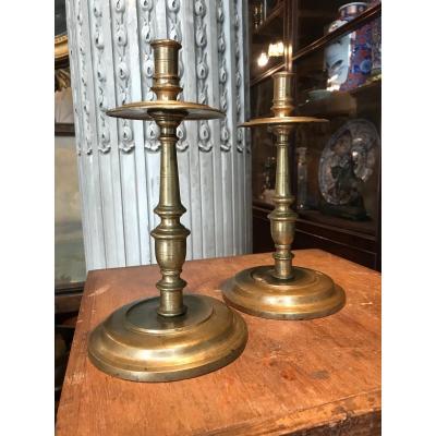 Pair Of Candlesticks With Cup 17 Century.