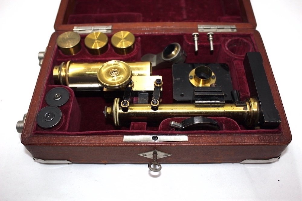 Microscope De Voyage Leitz Coffret Cuir Dr Ehlers Berlin