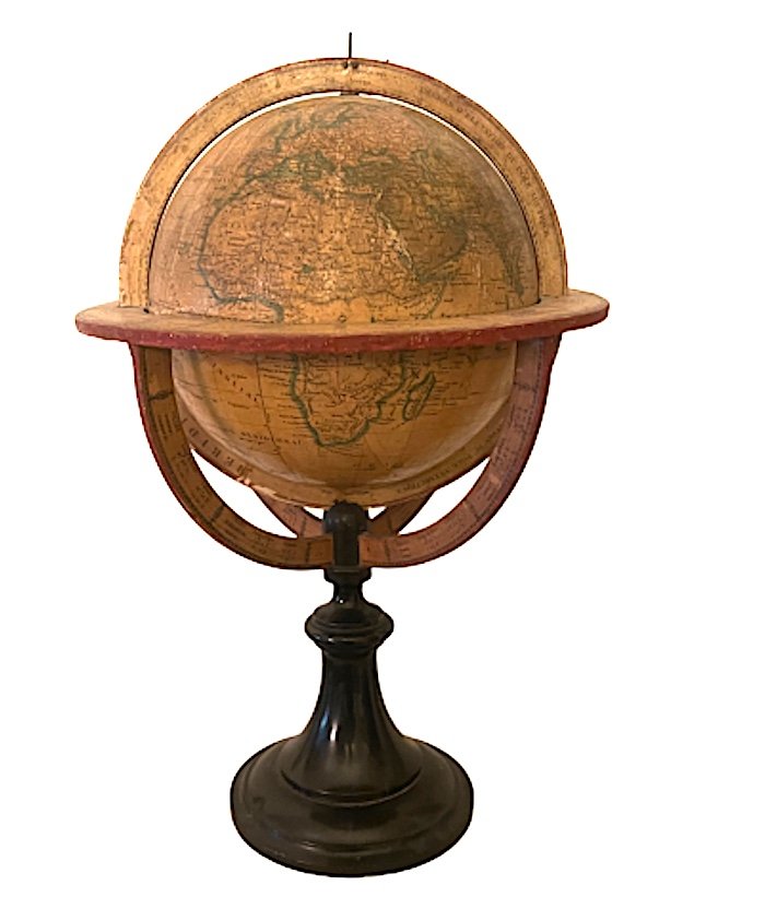 Beau Globe Terrestre Delamarche Daté 1866 En Bon état d'Origine