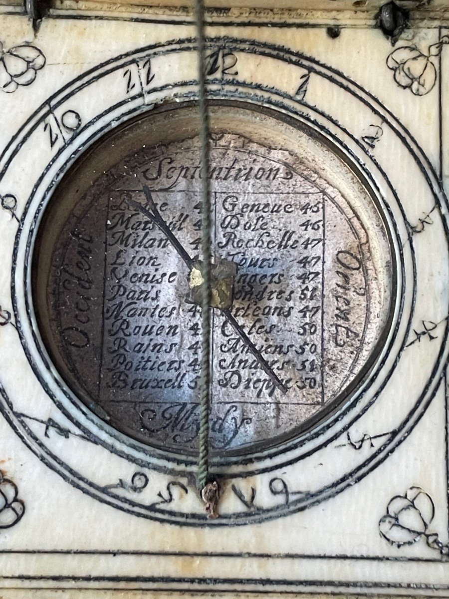 Ivory Diptych Sundial Equinoctial, Lunar And Horizontal 17th Century-photo-2