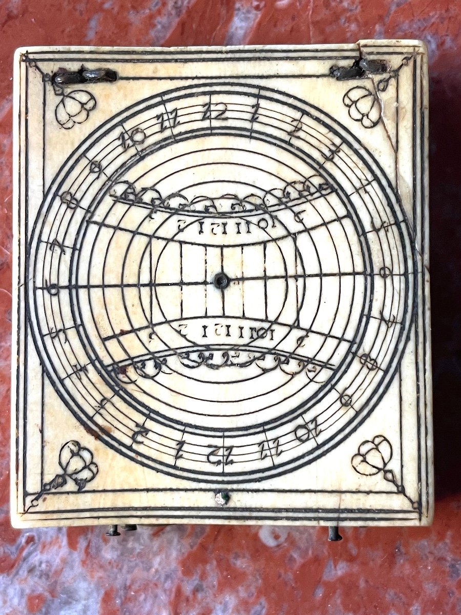 Ivory Diptych Sundial Equinoctial, Lunar And Horizontal 17th Century-photo-4