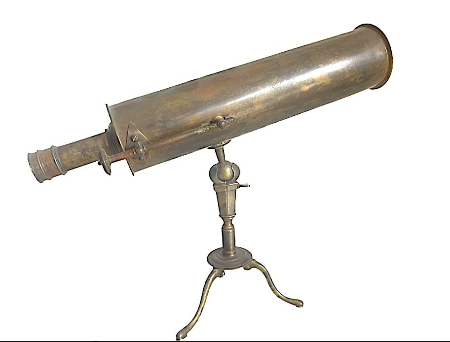 Rare Telescope A Réflexion Miniature De Voyage C.1720-photo-2