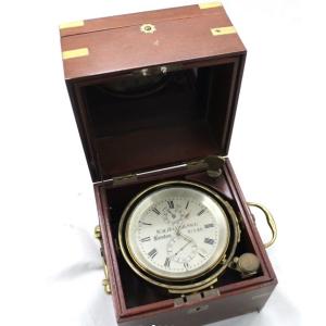 2 Day American Marine Chronometer Signed Bond A Boston" In Original Mahogany Case C 1870