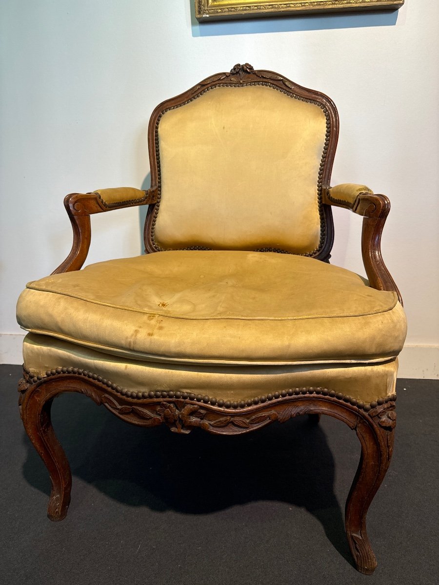 Fauteuil à Dossier Plat Louis XV