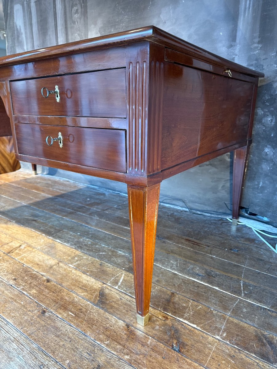 Large Louis XVI Mahogany Bureau Plat Stamped By Pierre Boichod-photo-2