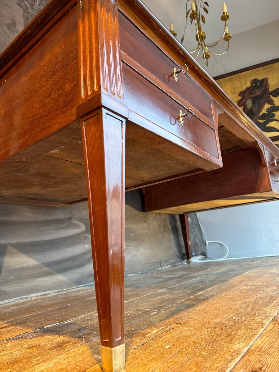 Large Louis XVI Mahogany Bureau Plat Stamped By Pierre Boichod-photo-2