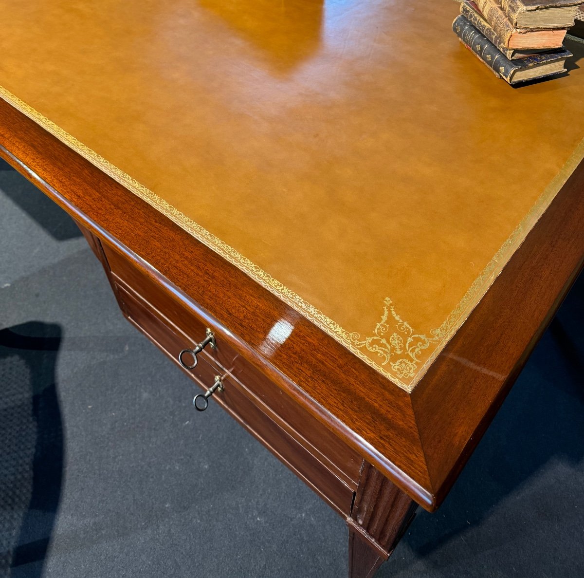 Large Louis XVI Mahogany Bureau Plat Stamped By Pierre Boichod-photo-3