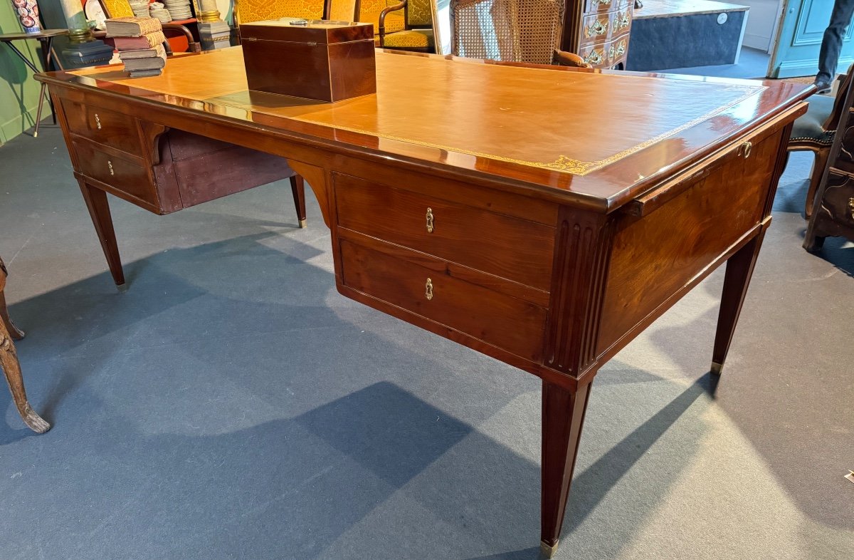 Large Louis XVI Mahogany Bureau Plat Stamped By Pierre Boichod-photo-4