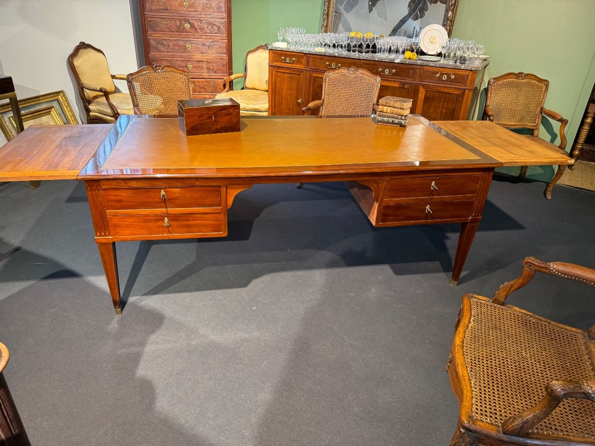 Large Louis XVI Mahogany Bureau Plat Stamped By Pierre Boichod-photo-7