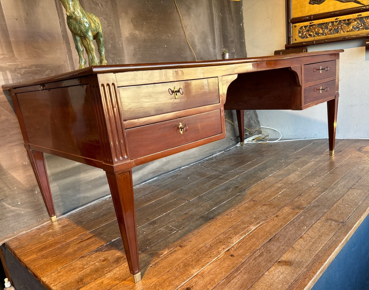 Large Louis XVI Mahogany Bureau Plat Stamped By Pierre Boichod