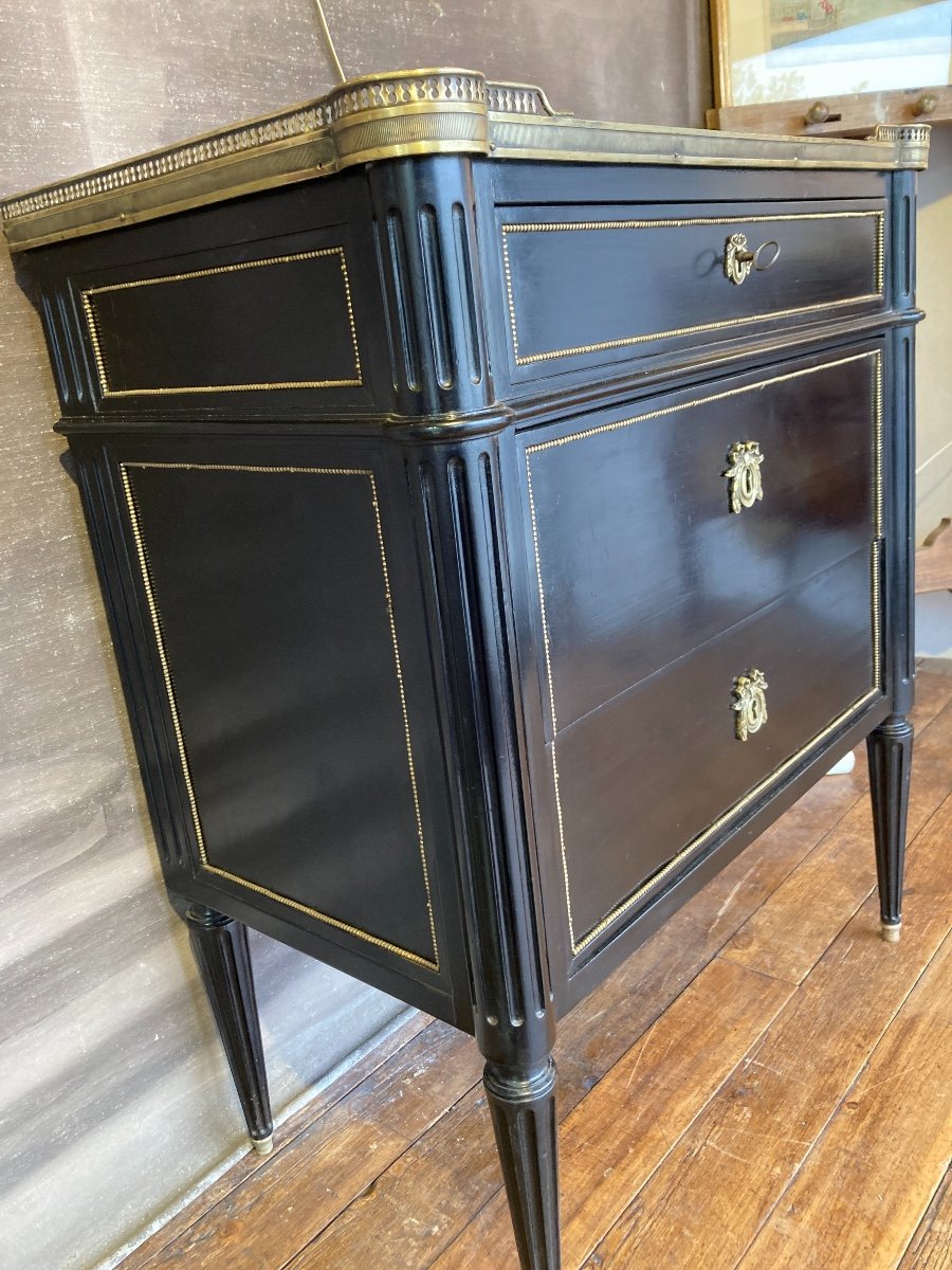 Commode Louis XVI Laqué Noir -photo-3