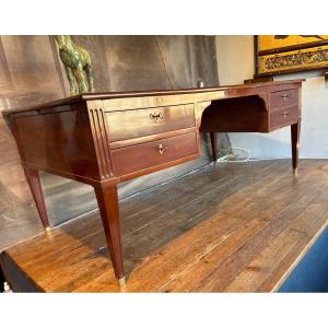 Large Louis XVI Mahogany Bureau Plat Stamped By Pierre Boichod