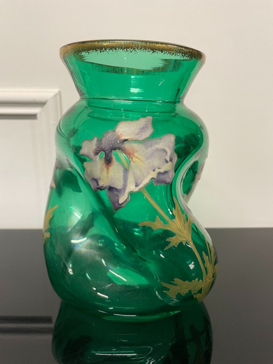 Legras - Art Nouveau Enamelled Glass Tors Vase Montjoye-photo-3