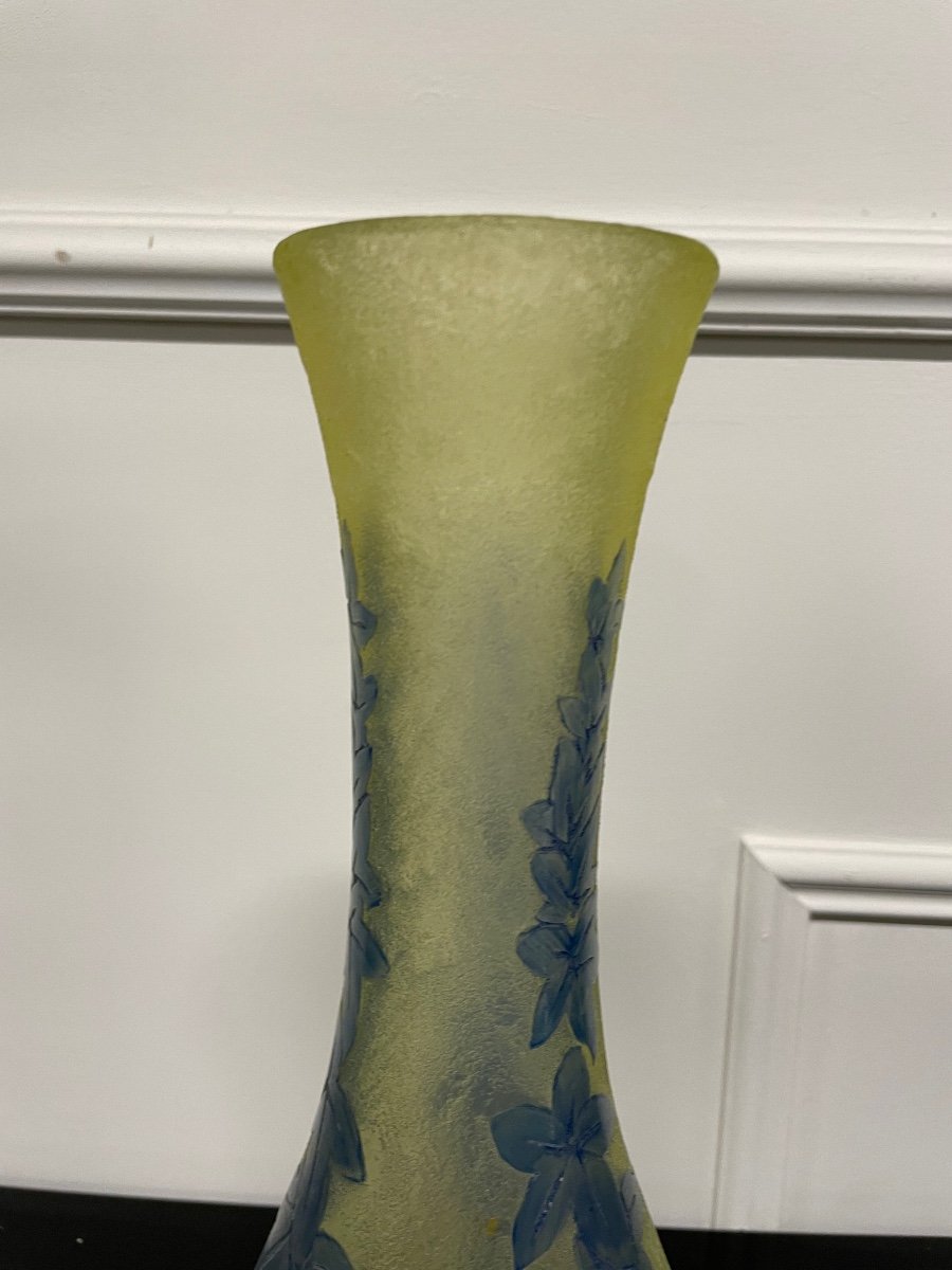 Legras - Large Art Deco Frosted Glass Vase H: 36 Cm-photo-4