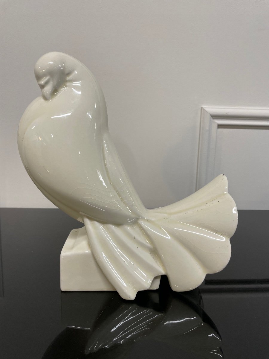 Jacques Adnet - Pigeon céramique craquelée art deco