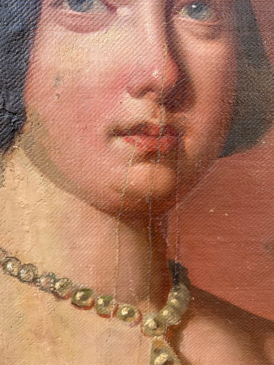 Portrait Of Queen Isabella II Of Spain Oil On Canvas-photo-4