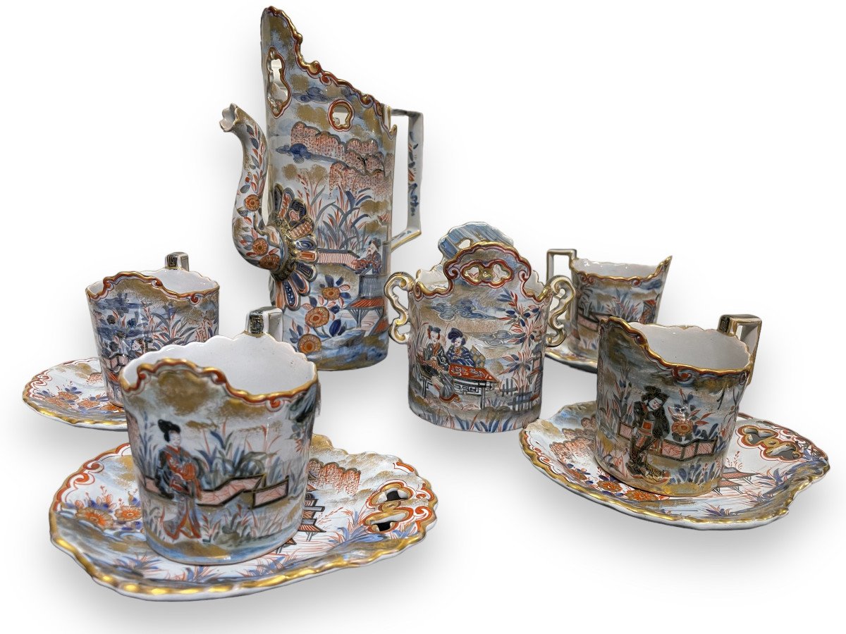 émile Gallé - Part Of Earthenware Coffee Service From Japanese Saint Clement