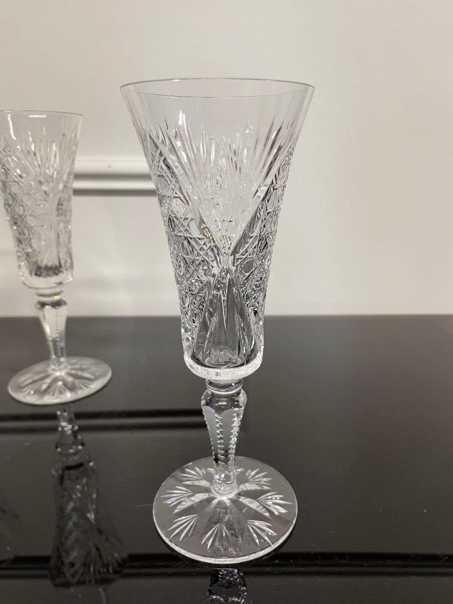 Saint Louis - Vologne Model 6 Crystal Champagne Flutes H: 18.5 Cm-photo-1