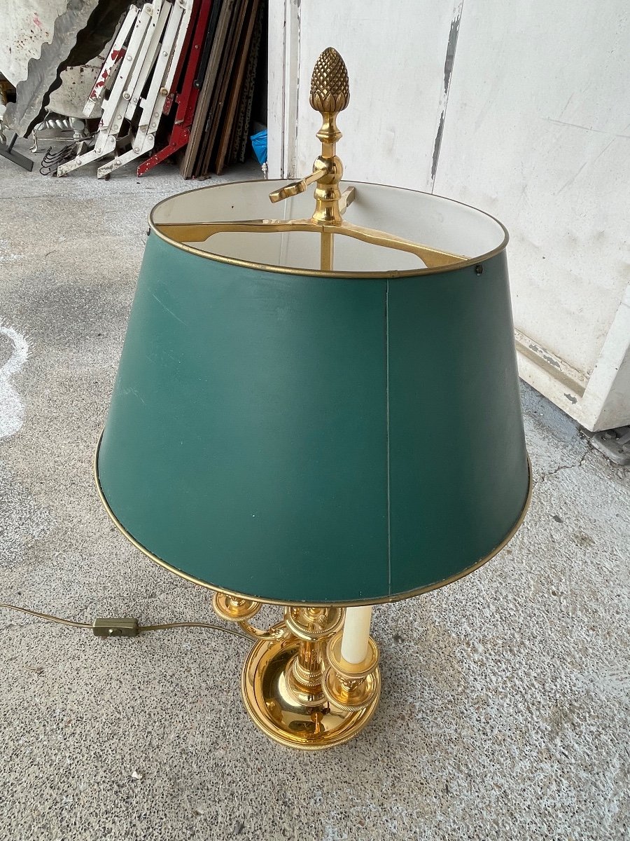 Bouillotte Lamp Gilt Bronze And Green Lacquered Sheet-photo-4