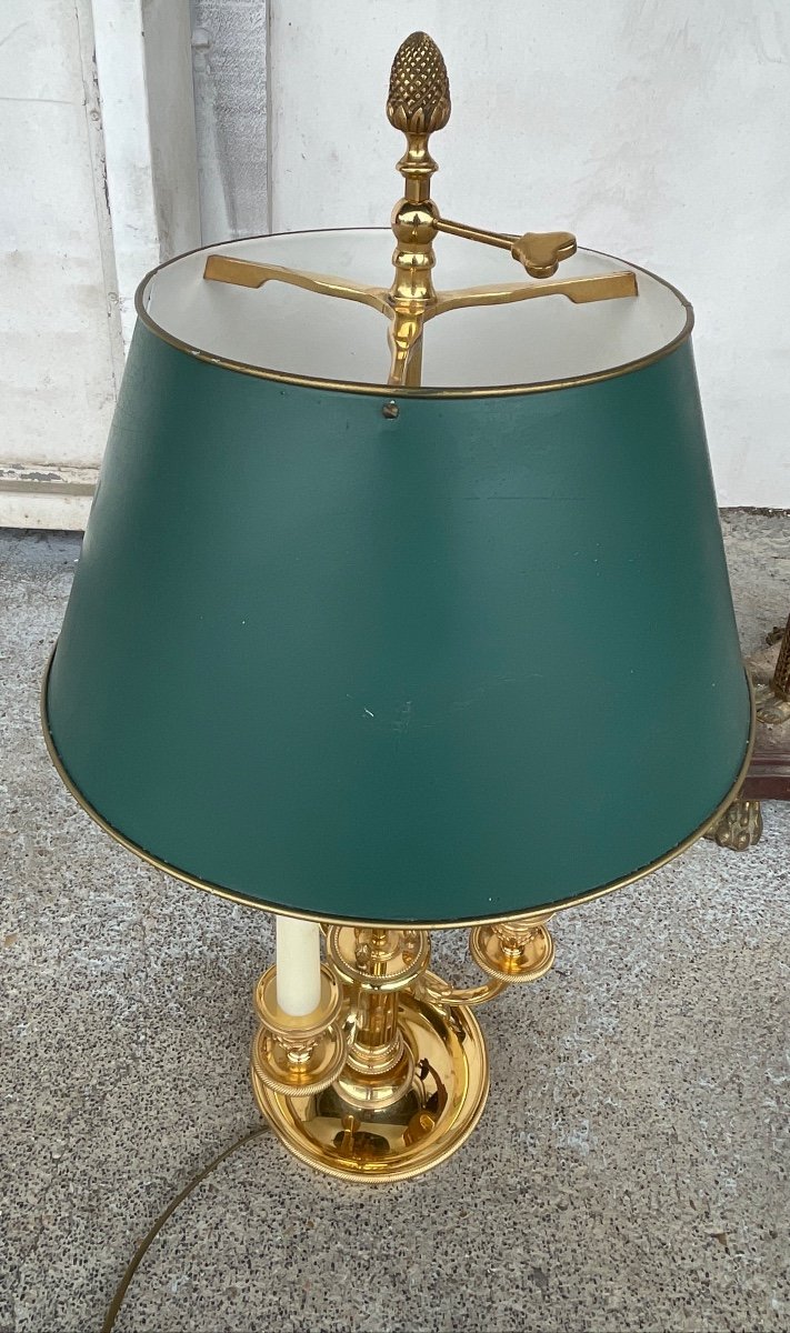 Bouillotte Lamp Gilt Bronze And Green Lacquered Sheet-photo-5