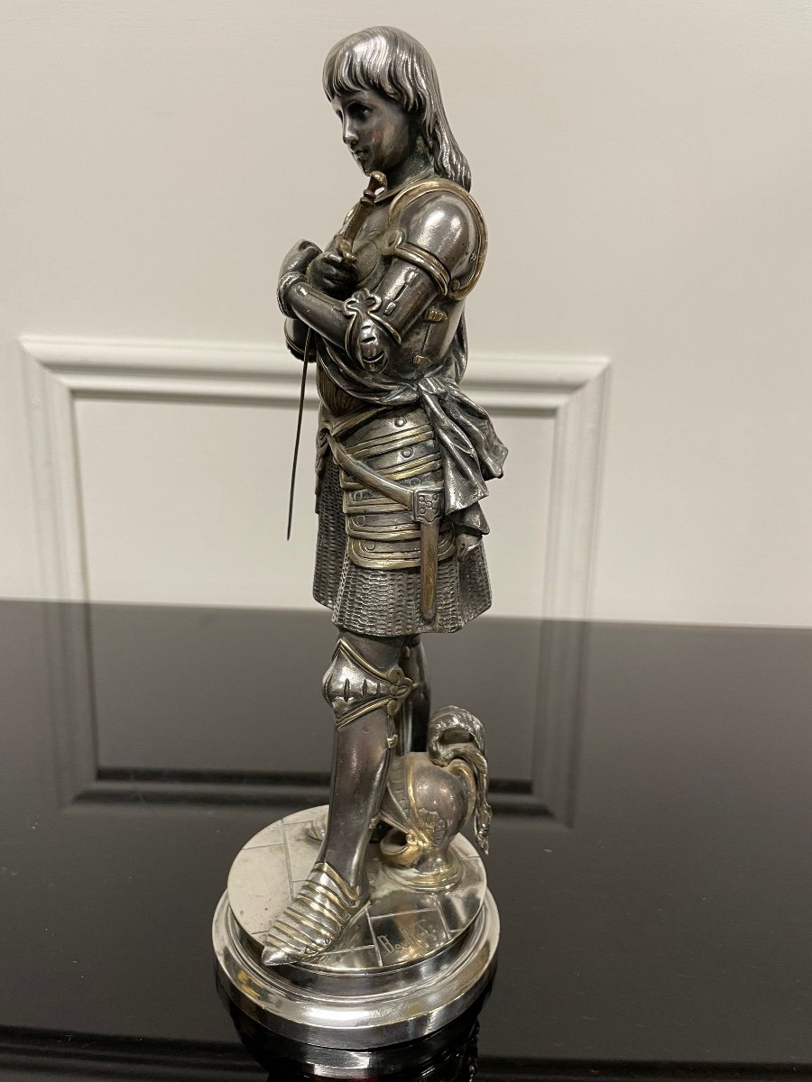 Eutrope Bouret (1833-1906) - Joan Of Arc In Silver Bronze Armor-photo-3