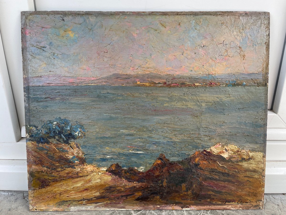 René Etienne - Oil On Panel Seaside Early Twentieth-photo-1