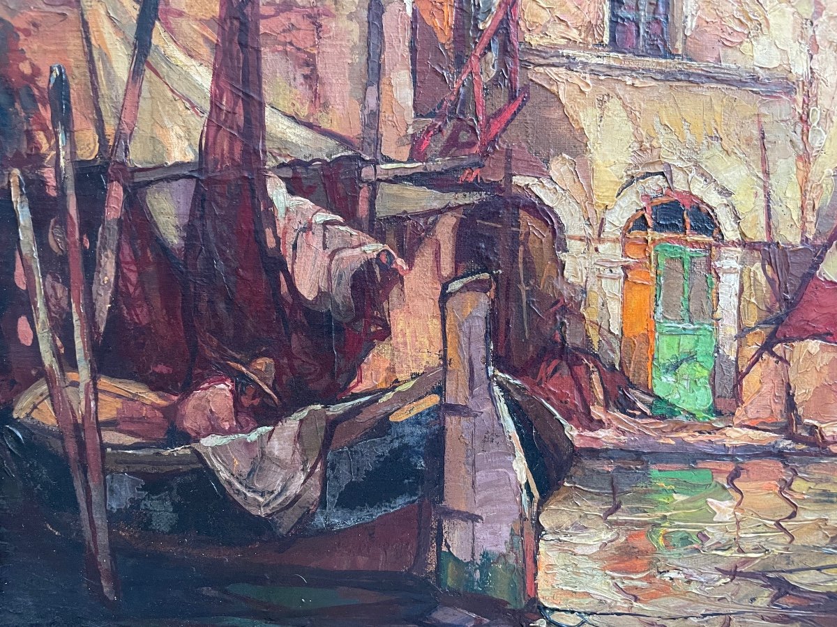 Bonamici Louis - Quai Brescon In Martigues Oil On Canvas-photo-1