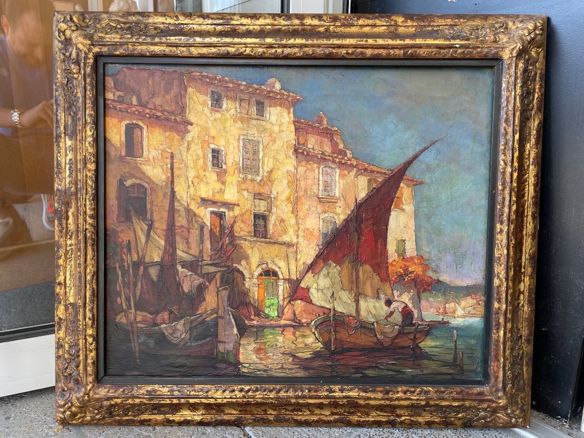 Bonamici Louis - Quai Brescon In Martigues Oil On Canvas-photo-4