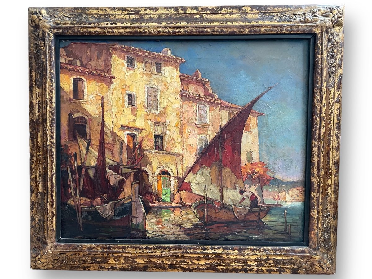 Bonamici Louis - Quai Brescon In Martigues Oil On Canvas