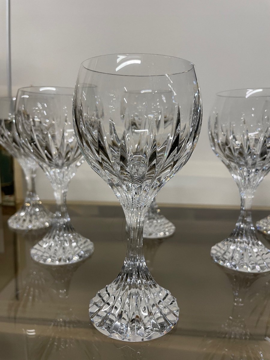 Baccarat Model Massena - 6 Wine Glasses H: 15 Cm-photo-2